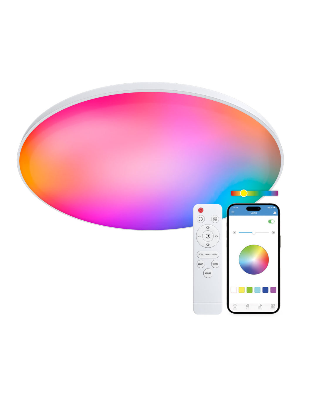 KSIX, Halo SmartLED panel, RGBIC + CCT, promjer 47 cm, 6.500 lm, 60 W, iLink app